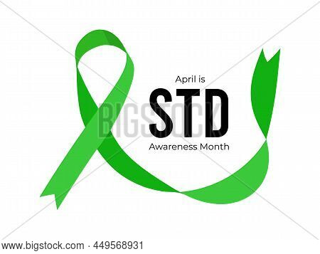 Std Awareness Month. Vector Illustraion With Green Ribbon On White
