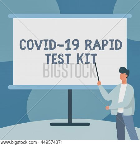 Sign Displaying Rapid Test Kit. Internet Concept Emergency Medical Diagnostic Equipment That Deliver
