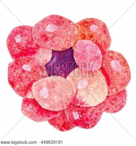 Hand-drawn Watercolor Papercut Single Raspberry. Cute Kawaii Kidcore Style Illustration, Good For Fa