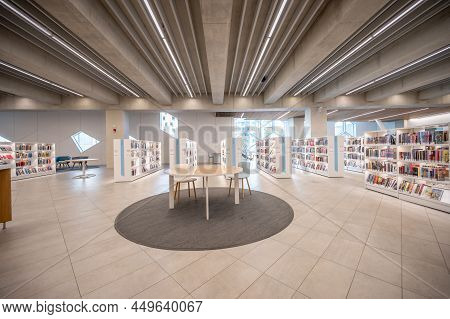 Calgary, Alberta - February 6, 2022: Interior Of Calgary`s Central Branch Of The Calgary Public Libr