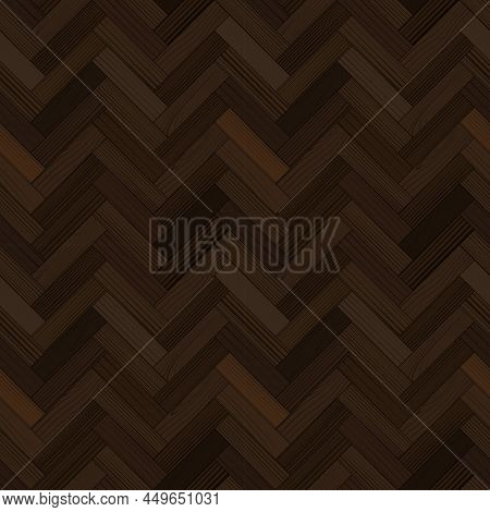 Wooden Parquet, Seamless Herringbone Pattern. Wood Grain Texture. Hardwood Dark Laminate Floor Top V