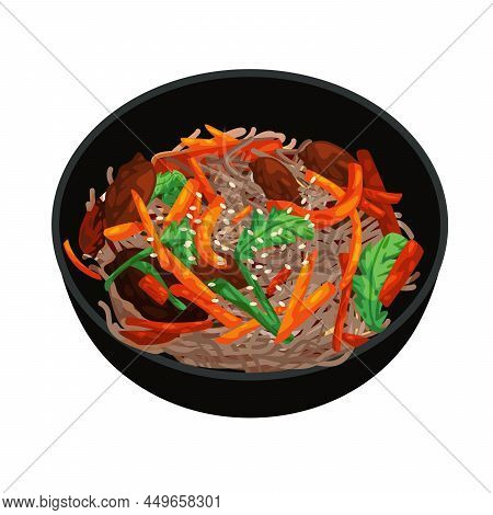Japchae Korean Food Culinary Dishes Madeof Glass Noodle Stir Fried With Vegetable And Beef Tradition