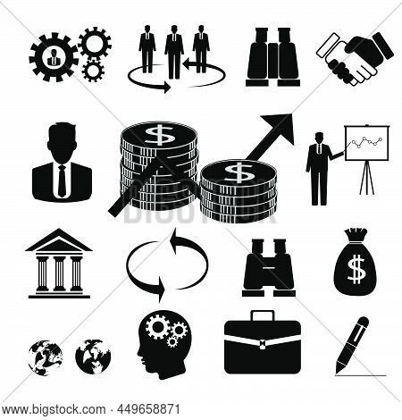 Business And Enterprise Icons. Black Scribble Design. Vector Illustration. Credit Union Icons Se