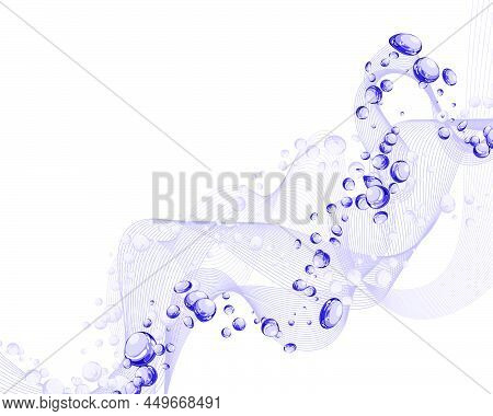 Abstract Wave Element From Thin Lines. Stylized Line Art Background In Very Peri Modern Colors. Vect