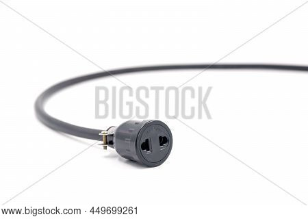 Female Electrical Plug Connecter With Vct Cable Isolated On White Background.