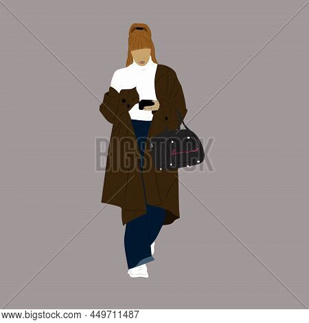 Vector Illustration Of Kpop Street Fashion. Street Idols Of Koreans. Kpop Men's Fashion Idol. A Girl