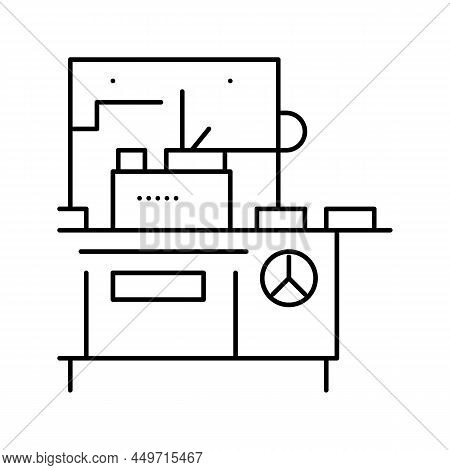 Chocolate Prepare Automatical Machine Line Icon Vector. Chocolate Prepare Automatical Machine Sign. 