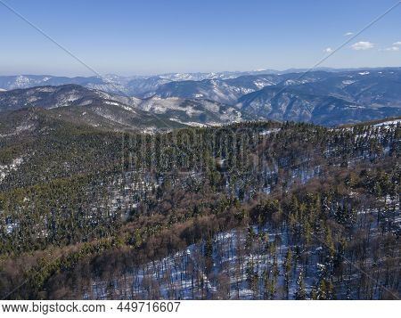 Aerial View Of Byala Cherkva Region At Rhodopes Mountain, Plovdiv Region, Bulgaria