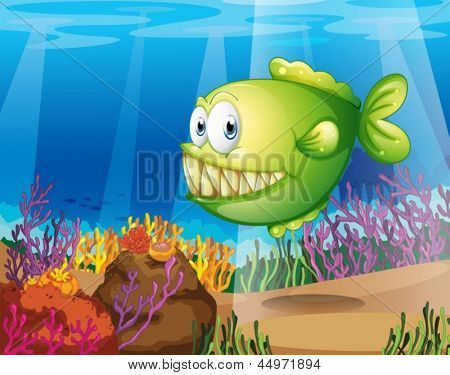 Ilustracja zielony Piranha