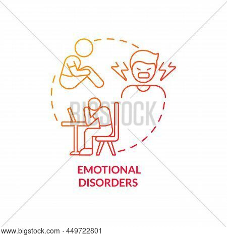 Emotional Disorders Red Gradient Concept Icon. Identifying Teen Mental Illness Abstract Idea Thin Li