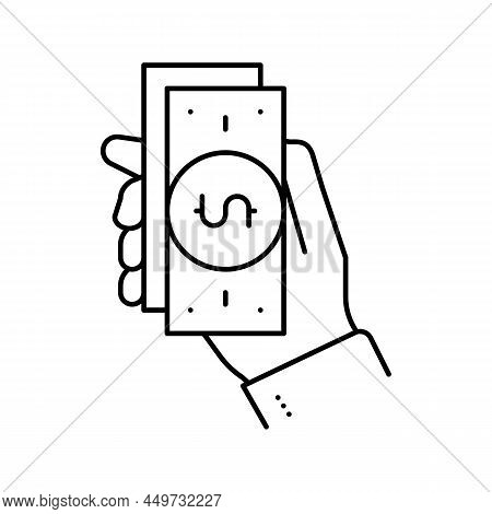 Getting Money Loan Line Icon Vector. Getting Money Loan Sign. Isolated Contour Symbol Black Illustra