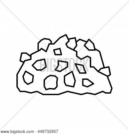 Gravel Stone Line Icon Vector. Gravel Stone Sign. Isolated Contour Symbol Black Illustration