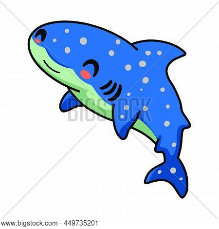 Vector Illustration Of Cute Whale Shark Cartoon Jumping
