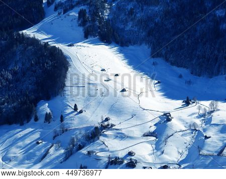 Ski Resort Alp Sellamatt-alt St. Johann Or Night Skiing Slope (skigebiet - Nachtskifahren) In The To