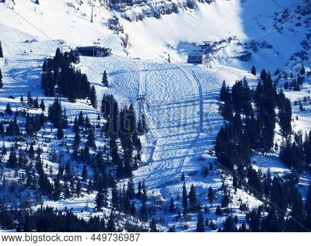 Ski Resort Alp Sellamatt-alt St. Johann Or Night Skiing Slope (skigebiet - Nachtskifahren) In The To
