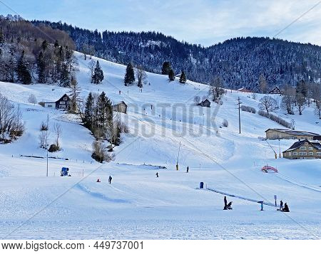Ski Resort Alp Sellamatt-alt St. Johann Or Night Skiing Slope (skigebiet - Nachtskifahren) In The To