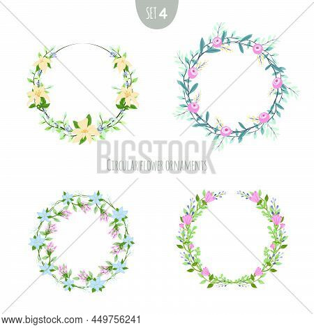 Roses, Solidaster, Eucalyptus, Iris, Heather, Ruscus, Nasturtium, Freesia And Limonium. Flower Wreat