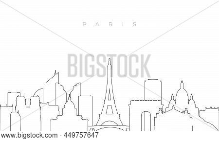 Outline Paris Skyline. Trendy Template With Paris City Buildings And Landmarks In Line Style. Stock 