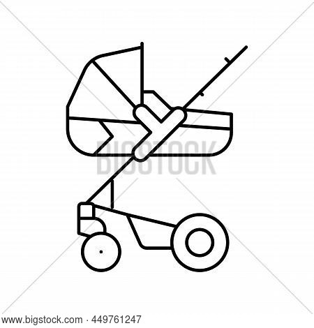 Stroller Carrycot Baby Line Icon Vector. Stroller Carrycot Baby Sign. Isolated Contour Symbol Black 