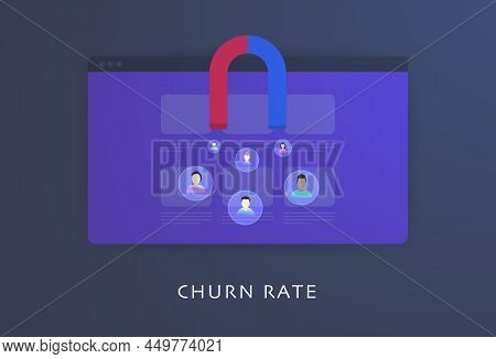 Churn Rate Concept. Marketing Metric Of The Number Of Customers Your Business Retains And At What Va