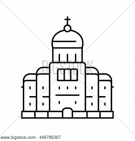Church Or Monastery Christianity Building Line Icon Vector. Church Or Monastery Christianity Buildin