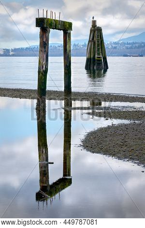 Barnet Marine Park Shoreline Ruins. Ruins Along The Barnet Marine Park Shoreline. Burnaby, British C