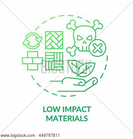 Low Impact Materials Green Gradient Concept Icon. Hight Building Quality. Sustainable Urban Design A