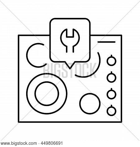 Electric Cooktop Repair Line Icon Vector. Electric Cooktop Repair Sign. Isolated Contour Symbol Blac