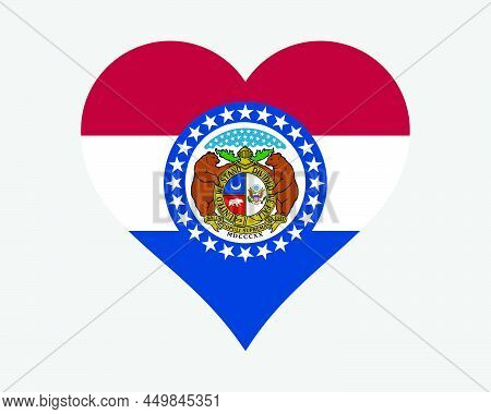 Missouri Usa Heart Flag. Mo Us Love Shape State Flag. Show Me State United States Of America Banner 