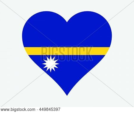 Nauru Heart Flag. Nauruan Love Shape Country Nation National Flag. Republic Of Nauru Banner Icon Sig