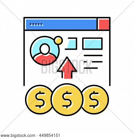 Sinding Digital Money To User Color Icon Vector. Sinding Digital Money To User Sign. Isolated Symbol