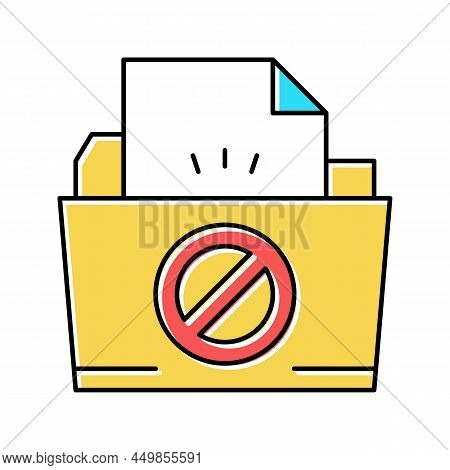 File Didnt Save In Online Folder Color Icon Vector. File Didnt Save In Online Folder Sign. Isolated 