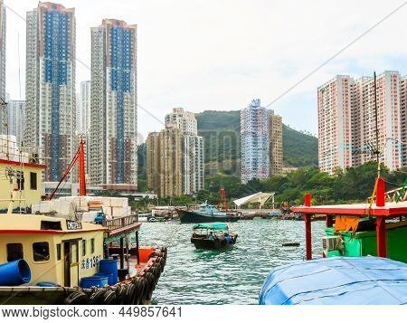 Aberdeen, Hong Kong - November 09, 2012: Aberdeen Harbour, Former Floating Village. Fishing Boats  A