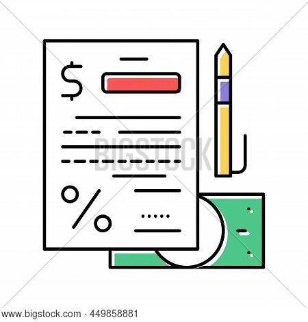 Financial Agreement For Getting Loan Color Icon Vector. Financial Agreement For Getting Loan Sign. I