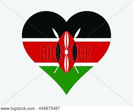 Kenya Heart Flag. Kenyan Love Shape Country Nation National Flag. Republic Of Kenya Banner Icon Sign