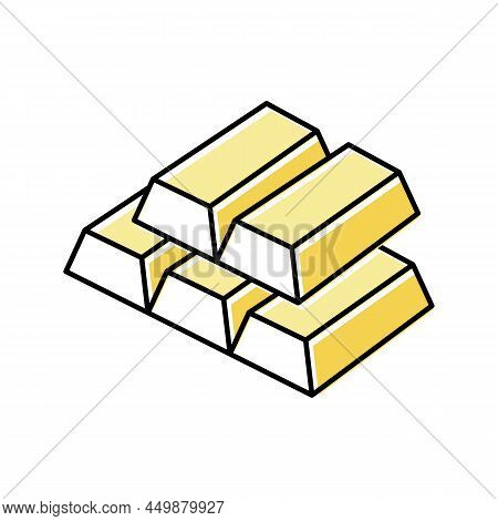 Gold Billot Pile For Winner In Gamble Game Color Icon Vector. Gold Billot Pile For Winner In Gamble 
