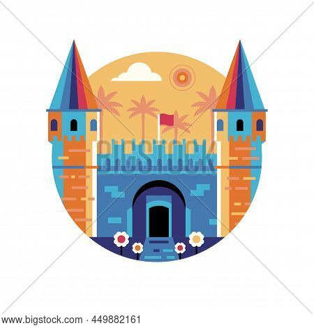 Topkapi Palace Istanbul Travel Icon In Flat