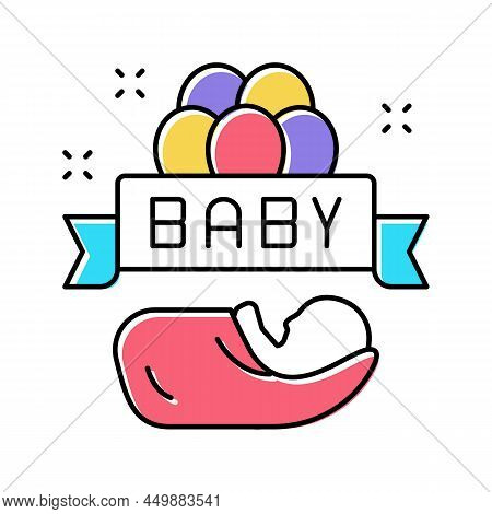 Baby Born Celebration Balloons Color Icon Vector. Baby Born Celebration Balloons Sign. Isolated Symb
