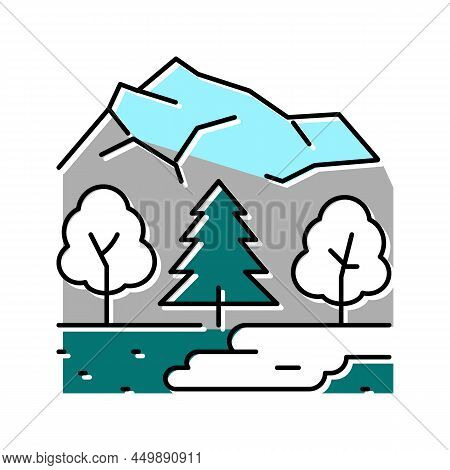 Taiga Landscape Color Icon Vector. Taiga Landscape Sign. Isolated Symbol Illustration