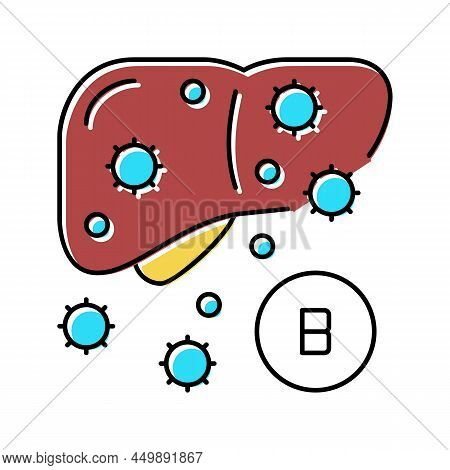 Type B Hepatitis Color Icon Vector. Type B Hepatitis Sign. Isolated Symbol Illustration