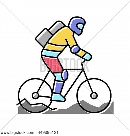 Mountain Riding Bike Color Icon Vector. Mountain Riding Bike Sign. Isolated Symbol Illustration