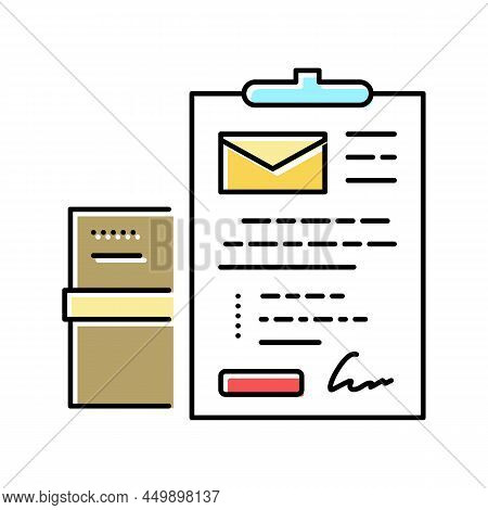 Send Parcel Or Letter Color Icon Vector. Send Parcel Or Letter Sign. Isolated Symbol Illustration