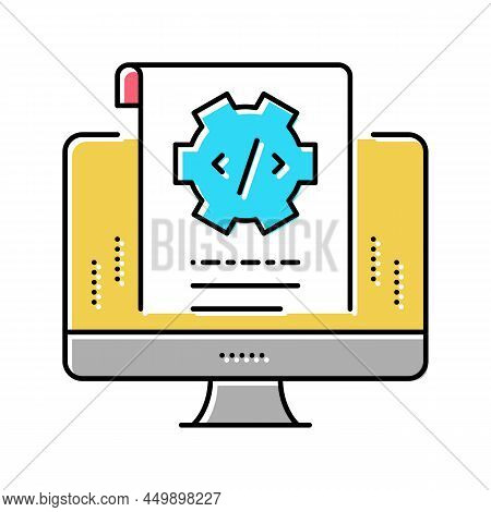 Script Code Color Icon Vector. Script Code Sign. Isolated Symbol Illustration