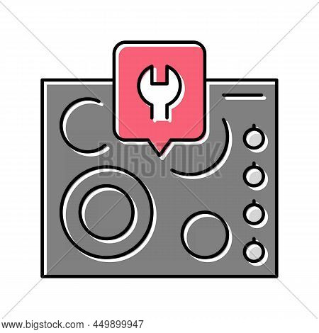 Electric Cooktop Repair Color Icon Vector. Electric Cooktop Repair Sign. Isolated Symbol Illustratio