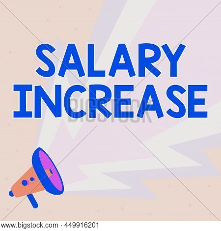 Hand Writing Sign Salary Increase. Internet Concept An Increase In The Salary Or Pay Given To An Emp
