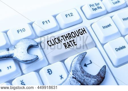 Text Showing Inspiration Click Through Rate. Word Written On Number Of Clicks Divide It By Impressio