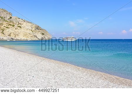 Traganou Beach On Rhodes Island In Greece