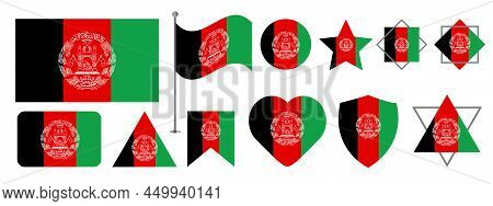 Afghanistan Flag Design. Afghanistan National Flag Vector Design Set. Afghanistan Flag Vector Illust