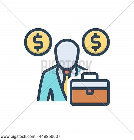 Color Illustration Icon For Rep Saleman Representative Delegate Agent Finance Person Business-man