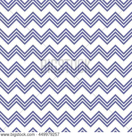 Color Of Year 2022 Very Peri Seamless Zig Zag Pattern, Vector Illustration. Chevron Zigzag Pattern W